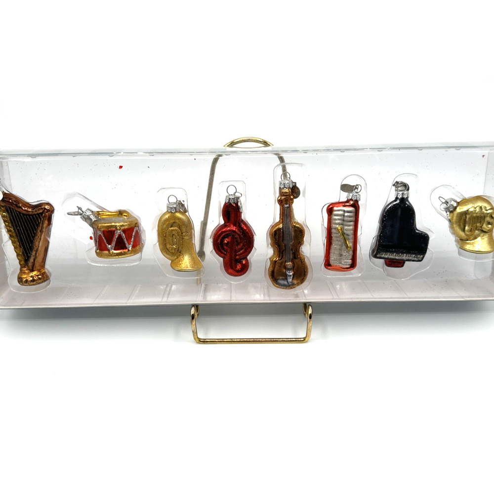 Dept 56 Tiny Trimmings Mini Glass Ornaments Musical Instruments Violin Harp Drum